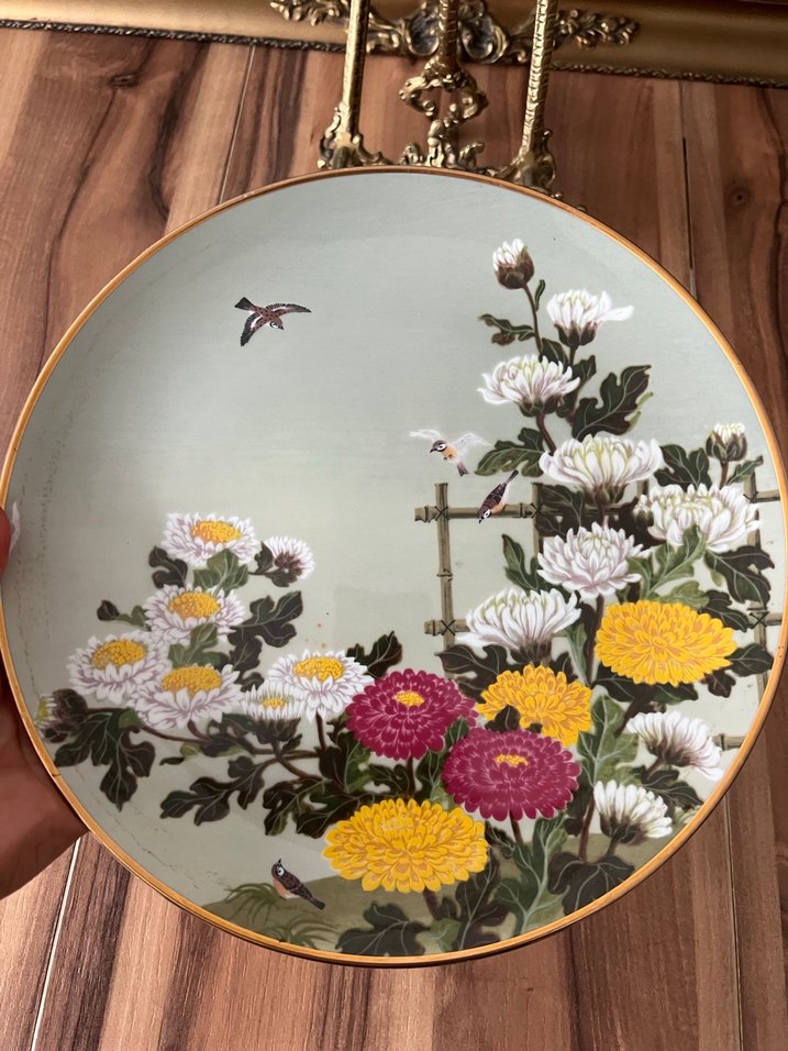 Çiçek ve Kuş Desenli Dekoratif Tabak duvar tabağı - Görsel 3