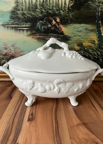 Fransız limoges  Beyaz  Kapaklı sunumluk - Görsel 7