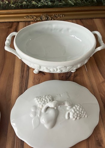 Fransız limoges  Beyaz  Kapaklı sunumluk - Görsel 9