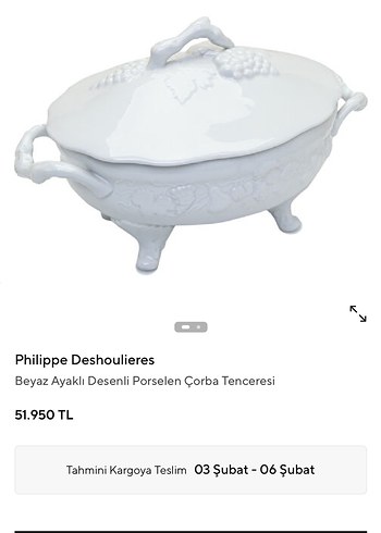 Fransız limoges  Beyaz  Kapaklı sunumluk - Görsel 11