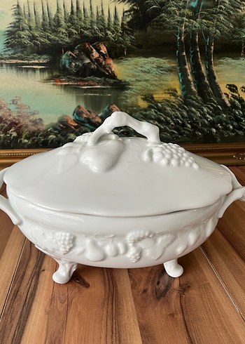 Fransız limoges  Beyaz  Kapaklı sunumluk - Görsel 6