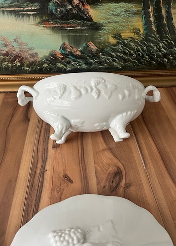 Fransız limoges  Beyaz  Kapaklı sunumluk - Görsel 3