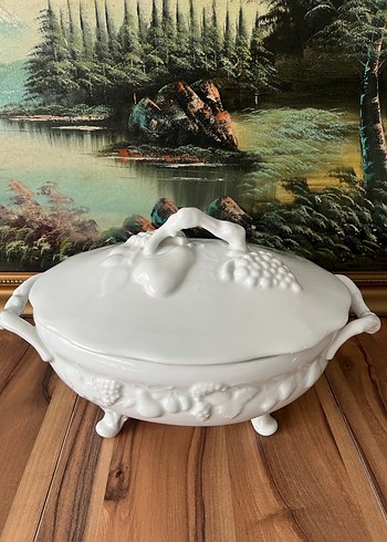 Fransız limoges  Beyaz  Kapaklı sunumluk - Görsel 5