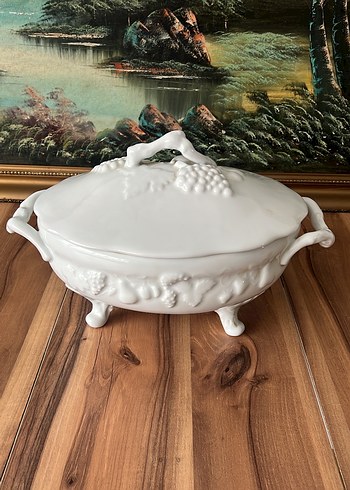 Fransız limoges  Beyaz  Kapaklı sunumluk - Görsel 8