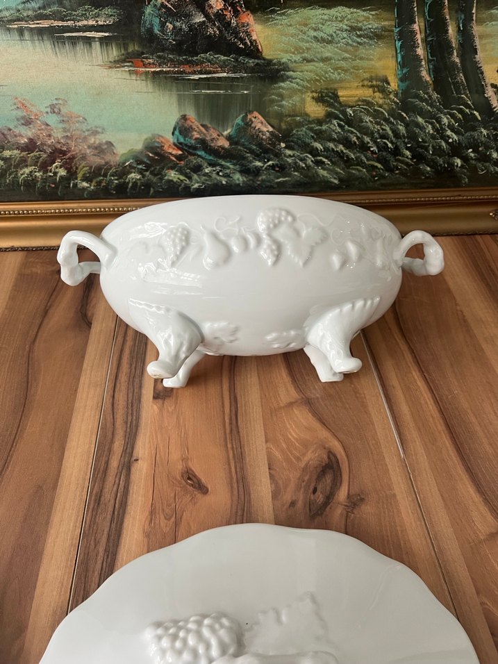 Fransız limoges  Beyaz  Kapaklı sunumluk - Görsel 3