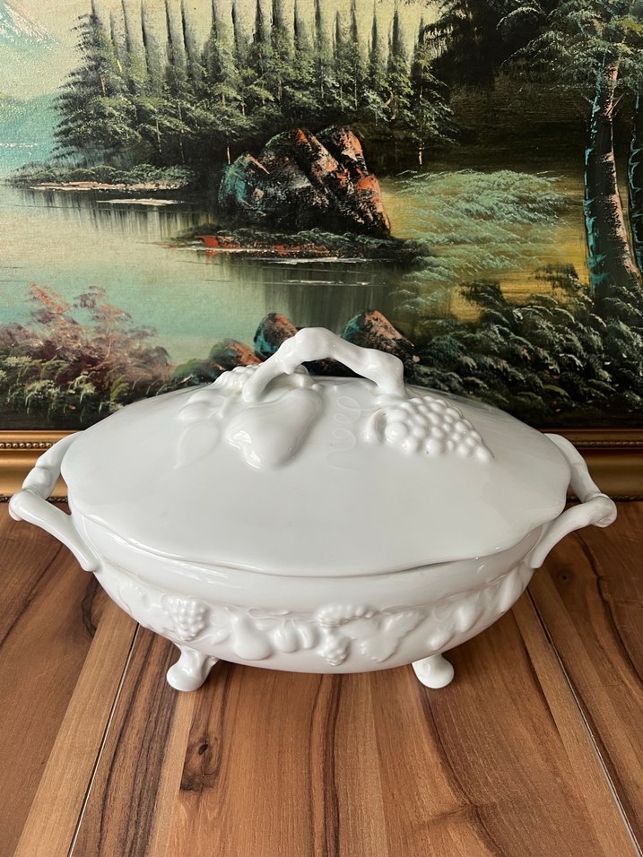 Fransız limoges  Beyaz  Kapaklı sunumluk - Görsel 5