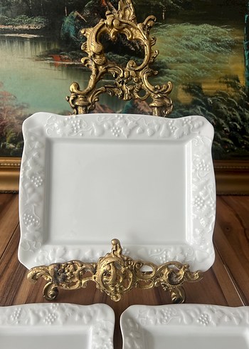 Beyaz Kabartmalı Porselen Sunum Tabakları Seti - Görsel 7