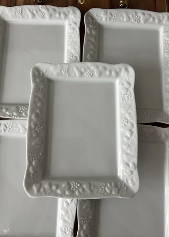 Beyaz Kabartmalı Porselen Sunum Tabakları Seti - Görsel 8