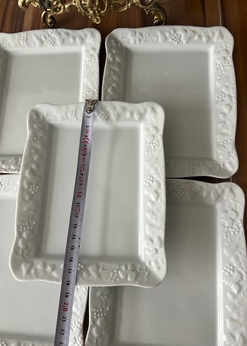Beyaz Kabartmalı Porselen Sunum Tabakları Seti - Görsel 10