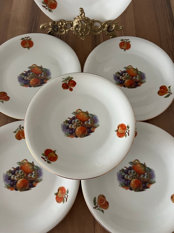 Meyve Desenli Beyaz Porselen Tabak Seti - Görsel 5