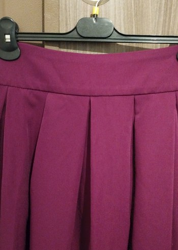 Bordo Pileli Uzun Bohem Etek - Görsel 3