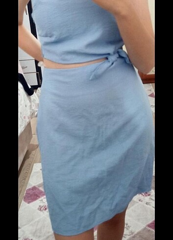 açık mavi yazlık elbise