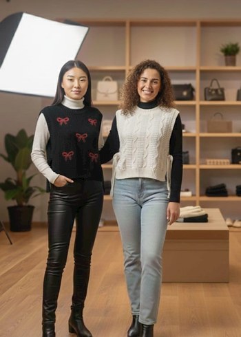 "Yeni sezon yandan bağcıklı örgü triko süveter"sadece  - Görsel 2