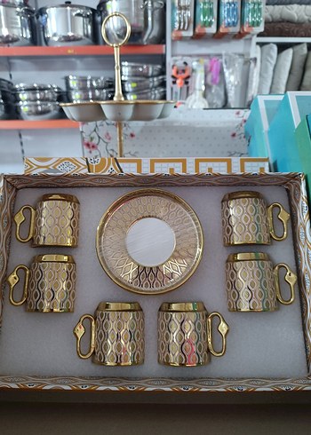 Altın Renkli 6'lı Kahve Fincanı Seti - Görsel 3