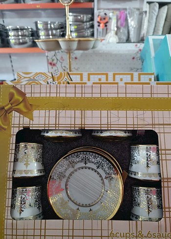 Altın Renkli 6'lı Kahve Fincanı Seti - Görsel 4