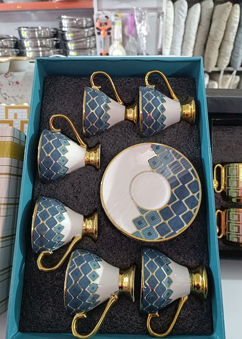 Altın Renkli 6'lı Kahve Fincanı Seti - Görsel 2