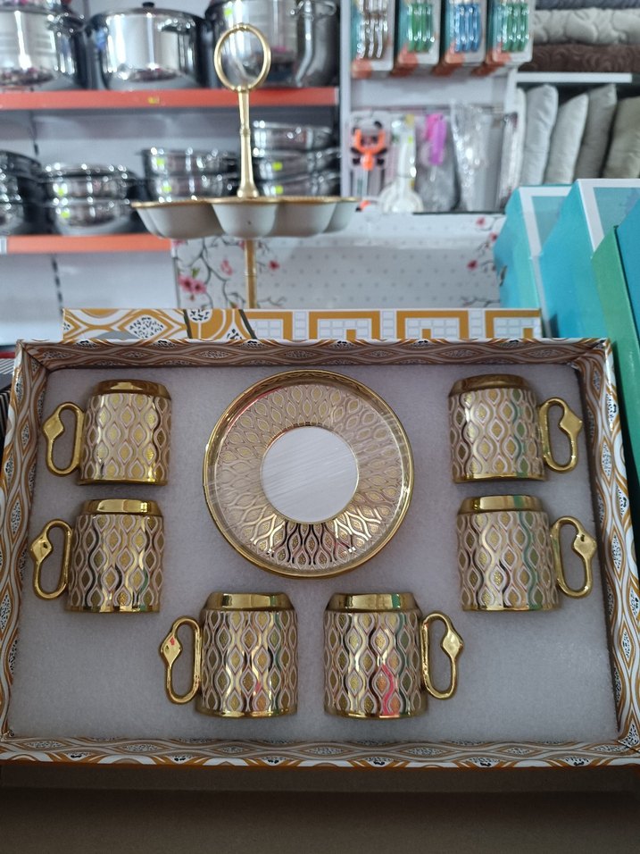 Altın Renkli 6'lı Kahve Fincanı Seti - Görsel 3