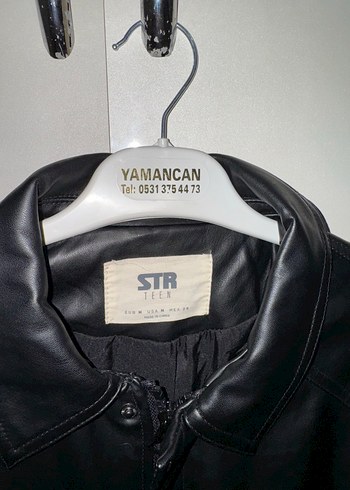 Düğmeli Siyah Deri Kadın Ceket - Görsel 2