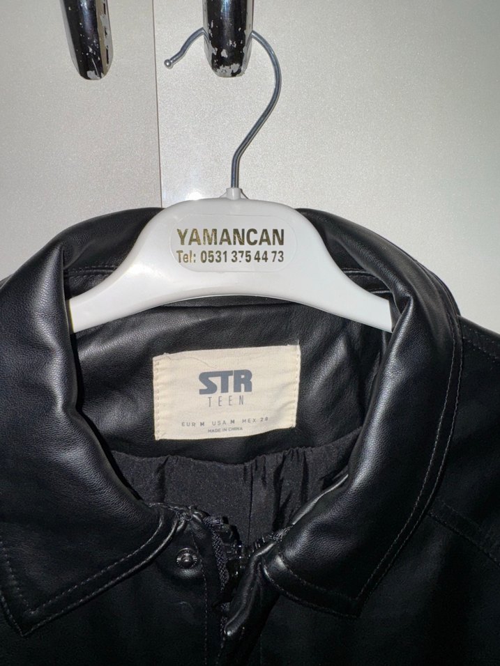 Düğmeli Siyah Deri Kadın Ceket - Görsel 2