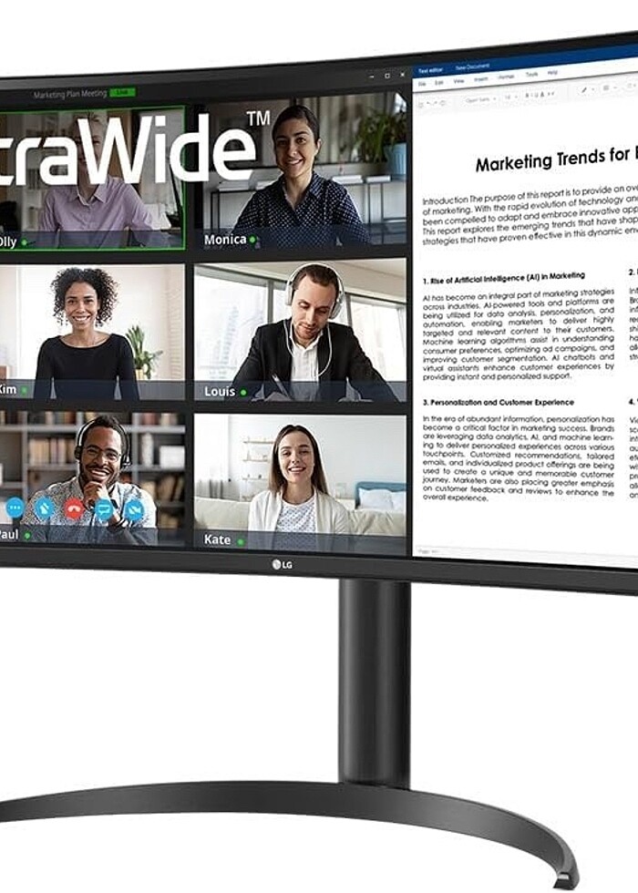 SIFIR LG 34WR55QC-B WQHD Kavisli Curved Type C Monitör 3440x1440 - Görsel 3