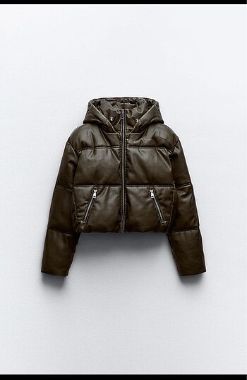 Zara deri şişme anorak kapüşonlu mont yeni viral