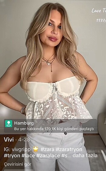m Beden Zara dantelli kamisol top askılı tül bluz viral yeni sezon