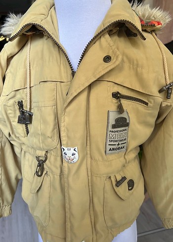 Kürklü Kapüşonlu Erkek Çocuk Bej Mont - Görsel 6