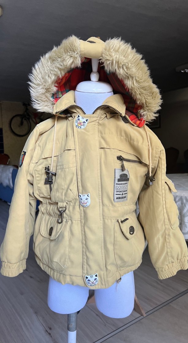 Kürklü Kapüşonlu Erkek Çocuk Bej Mont - Görsel 2