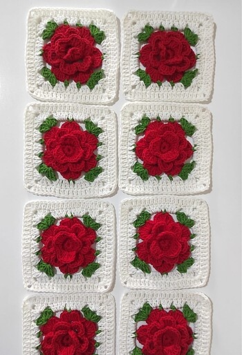 Beden kırmızı Renk Örgü Motif Gül motif çiçek motif