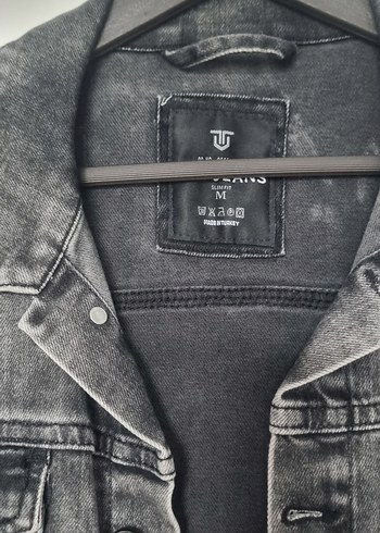 38 Beden Gri Düğmeli Kadın Denim Ceket