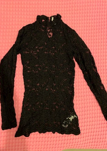 Dantelli Siyah Uzun Kollu Gotik Bluz