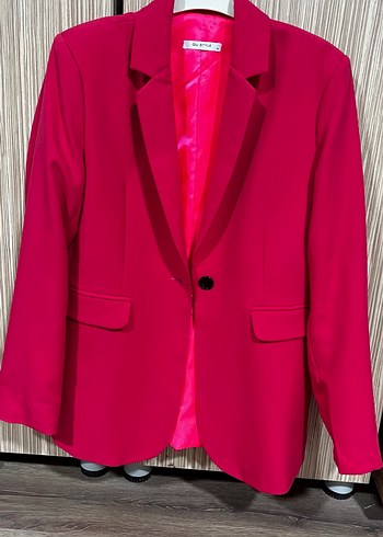 Düğmeli Pembe Kadın Blazer Ceket - Görsel 7