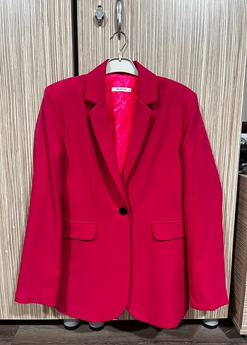 Düğmeli Pembe Kadın Blazer Ceket - Görsel 5