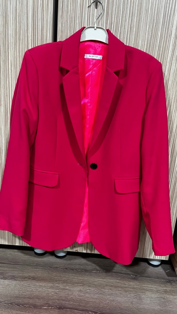 Düğmeli Pembe Kadın Blazer Ceket - Görsel 2