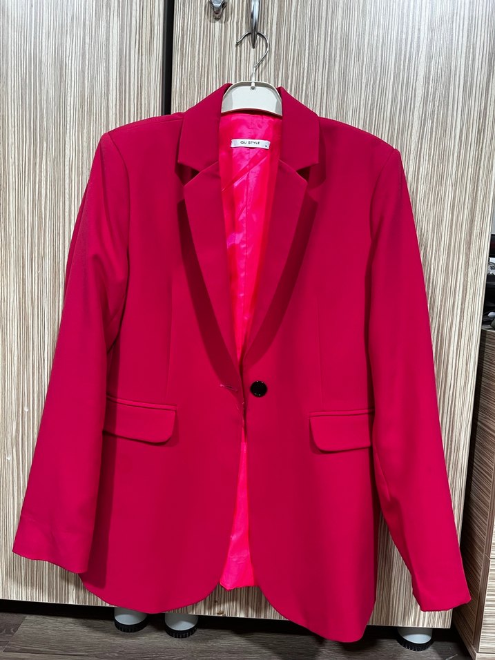 Düğmeli Pembe Kadın Blazer Ceket - Görsel 3