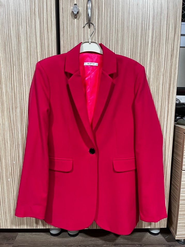 Düğmeli Pembe Kadın Blazer Ceket - Görsel 5