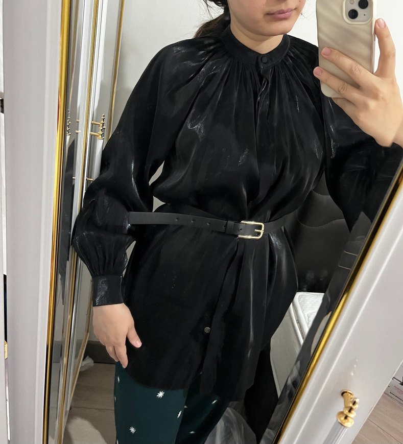 Siyah saten gömlek - Görsel 3