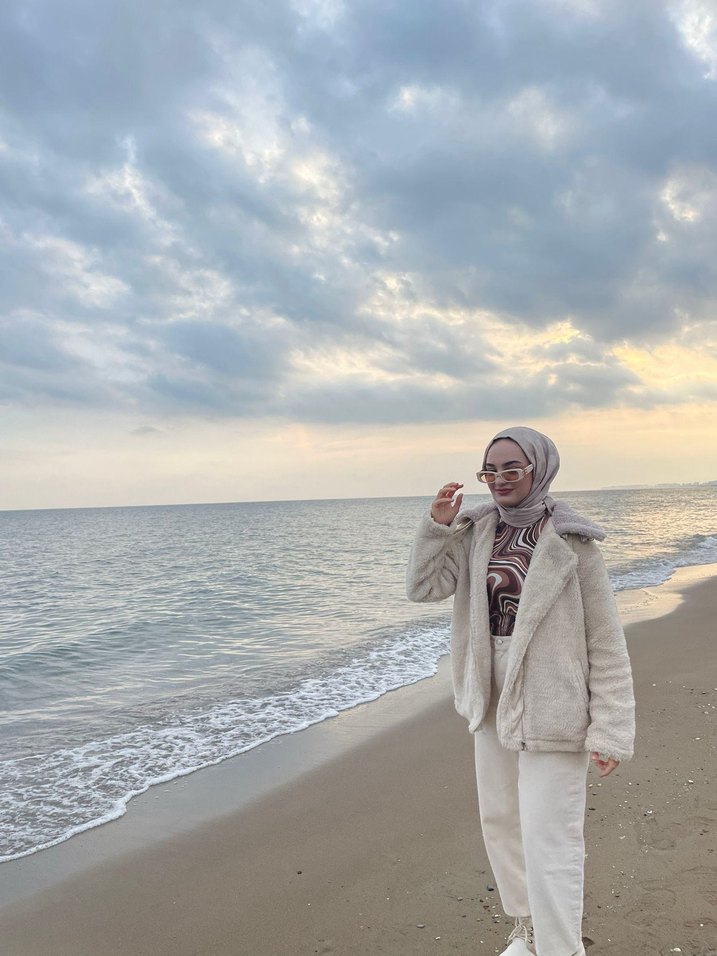 Kadın bej Midi Kışlık Ceket - Görsel 2