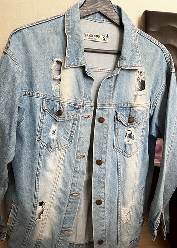 Düğmeli Mavi Kadın Denim Ceket - Görsel 4