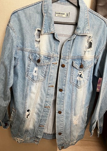 Düğmeli Mavi Kadın Denim Ceket - Görsel 6