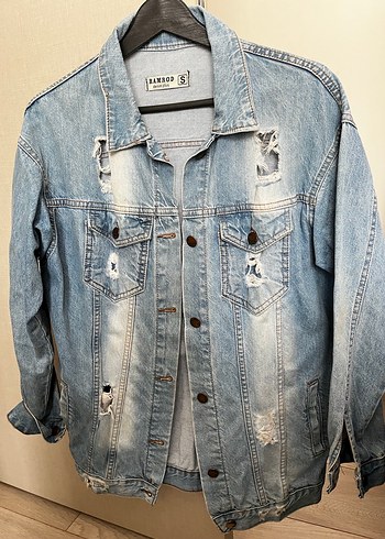 Düğmeli Mavi Kadın Denim Ceket - Görsel 5