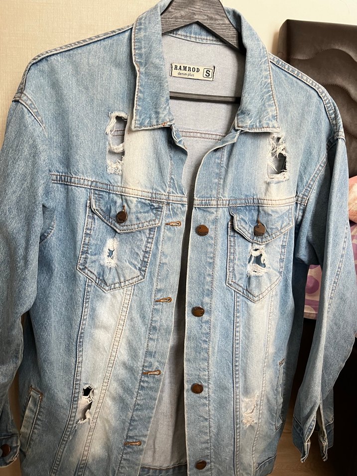 Düğmeli Mavi Kadın Denim Ceket - Görsel 4