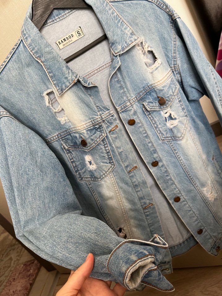 Düğmeli Mavi Kadın Denim Ceket - Görsel 2