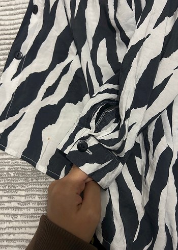 diğer Beden gri Renk Zebra Desenli Midi Hamile Yeleği