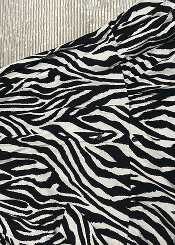 l Beden Zebra Desenli Uzun Bohem Elbise