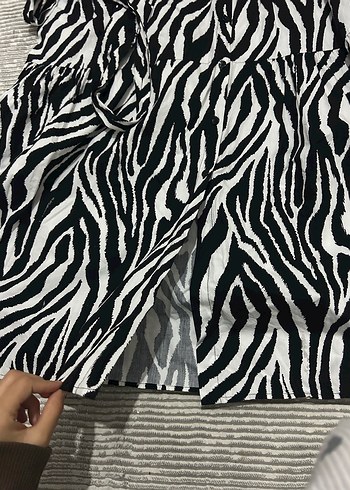 Diğer Zebra Desenli Uzun Bohem Elbise
