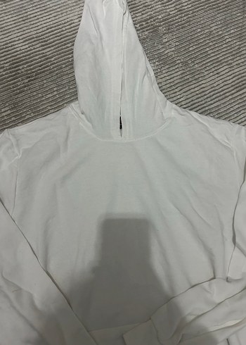 Diğer Kadın Beyaz Kapüşonlu Uzun Kollu Sweatshirt