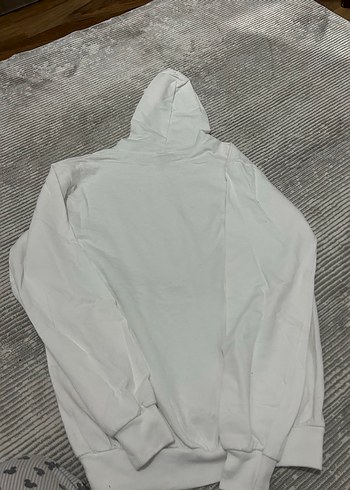 m Beden Kadın Beyaz Kapüşonlu Uzun Kollu Sweatshirt