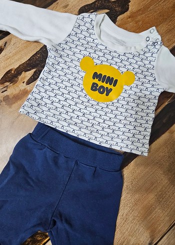 Uzun Kollu Mavi Erkek Bebek Takımı - Görsel 2