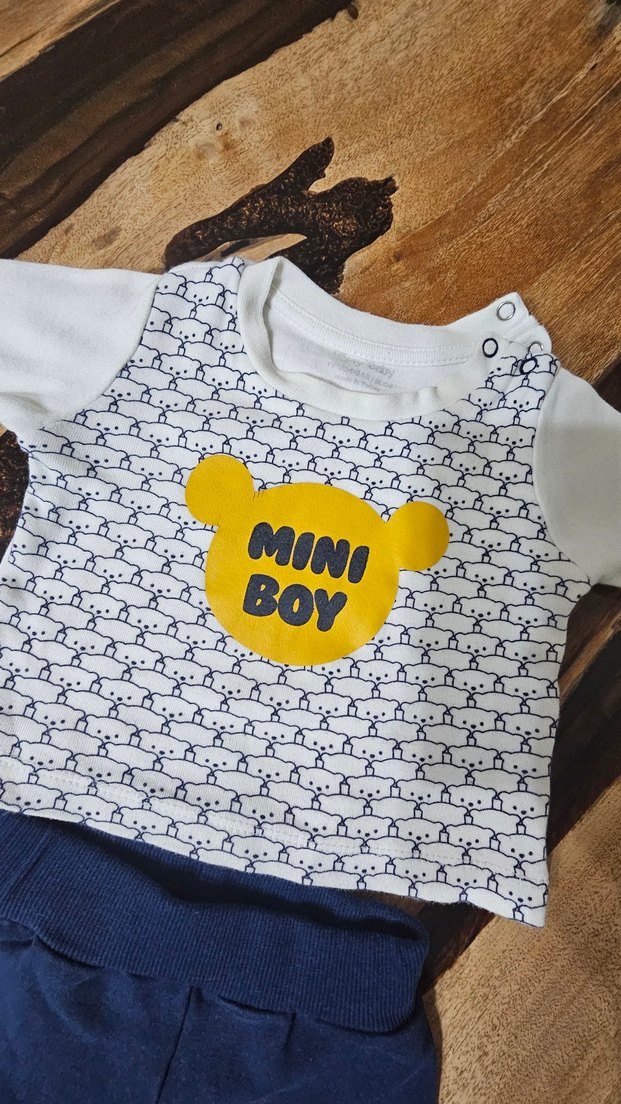 Uzun Kollu Mavi Erkek Bebek Takımı - Görsel 3